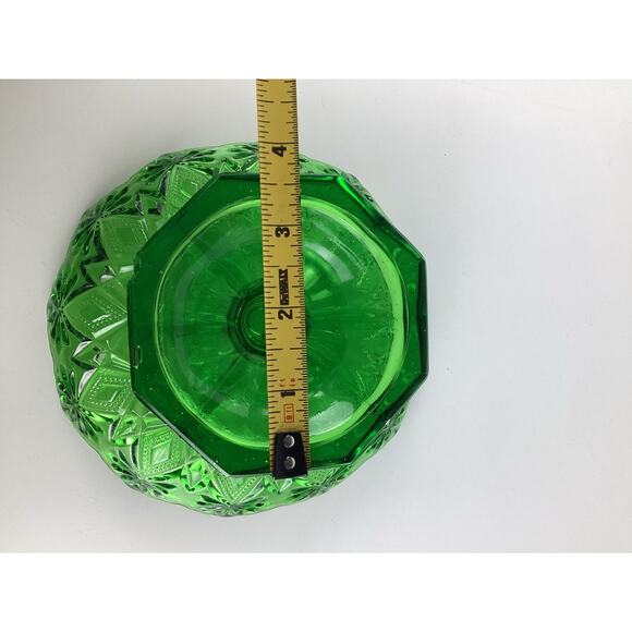 US Glass Co Green Footed Pedestal Candy Compote Dish Diamond Pattern 4173B - Picture 5 of 5